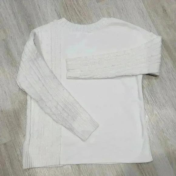 Time and Tru Women's Cable Knit Long Sleeve Pullover Sweater White Size Small - Picture 7 of 8